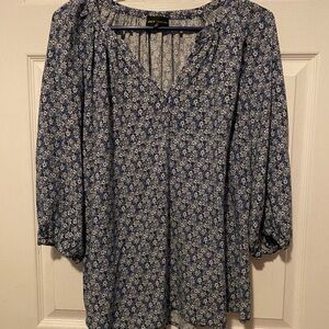 Jones New York Blue Floral Women's Blouse